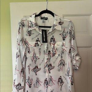 Karl Lagerfeld White and Black Graphic Shirt